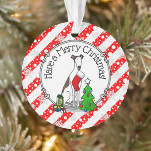 Arbre de Noël 2 Greyhound (blanc broché) Chien Amu