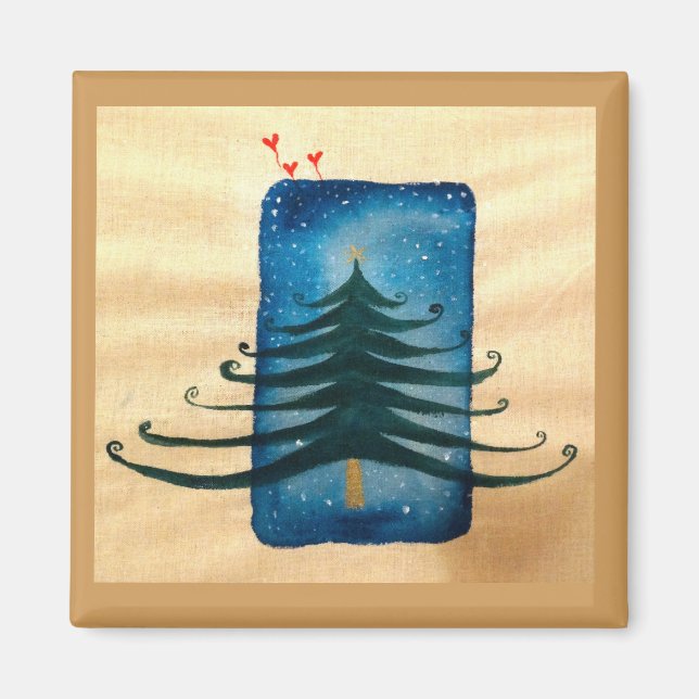 Arbre de Noël 5,1 Cm Magnet Carré (Devant)