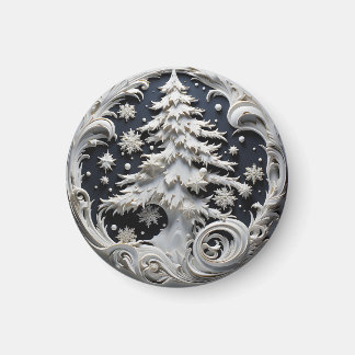 Arbre de Noël à effet 3D Magnet Rond