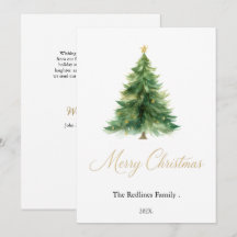 Arbre de Noël à l'aquarelle moderne Carte de vacan