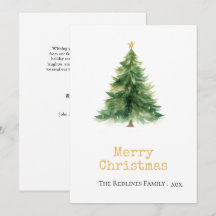 Arbre de Noël à l'aquarelle moderne Carte de vacan
