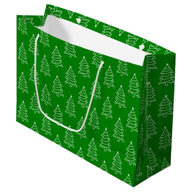Arbre de Noël Arrière - plan vert Grand sac cadeau (Devant Angle)