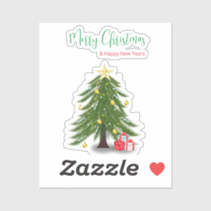 Arbre de Noël avec Sticker Carré cadeau rouge