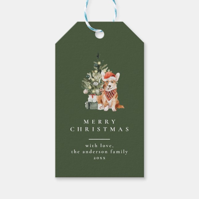 Arbre de Noël avec typographie de chien Étiquettes (Devant)