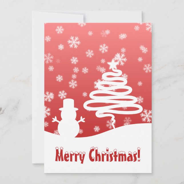 Arbre de Noël blanc et carte plat Snowman (Devant)