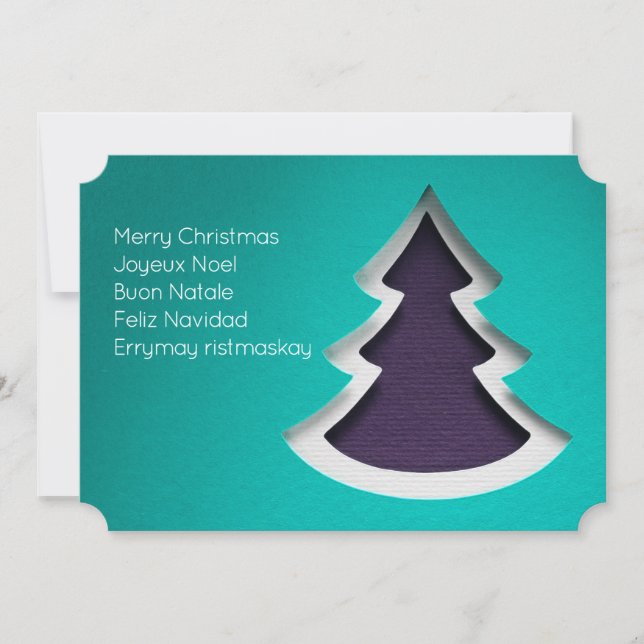 Arbre de Noël bleu, Carte photo à deux côtés (Devant)