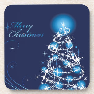 Arbre de Noël bleu Ensemble de Dessous de verre de