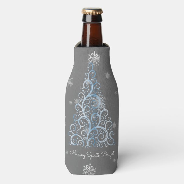 Arbre de Noël bleu et Glacière de bouteilles de sn (Bottle Devant)