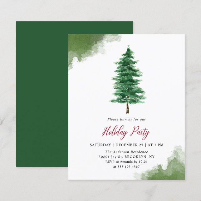 Arbre de Noël Budget Green Holiday Party Flyer (Devant / Derrière)