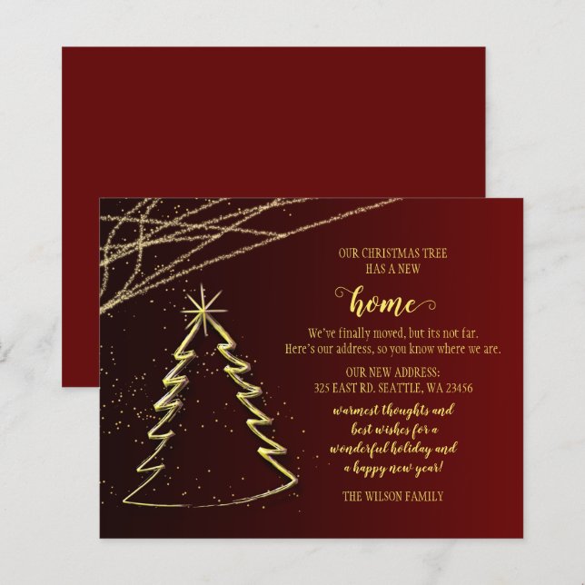 Arbre de Noël Budget Nous avons déménagé Carte de  (Devant / Derrière)