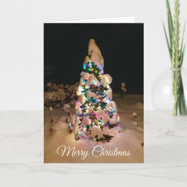 Arbre de Noël couvert d'une carte de neige (Devant)