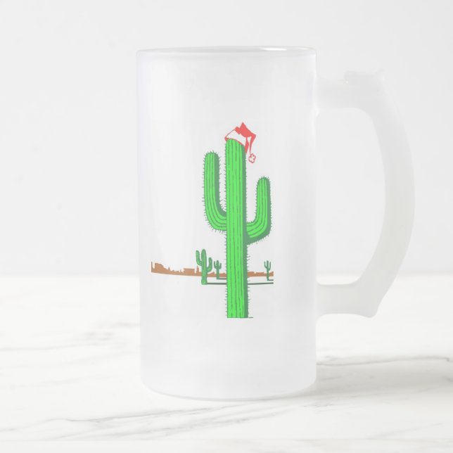 Arbre de Noël de cactus - tasse en verre givré (Droit)