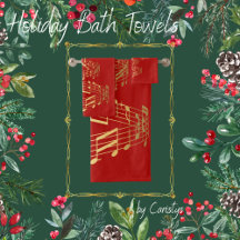 Arbre de Noël de l'or Notes musicales serviette