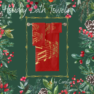 Arbre de Noël de l'or Notes musicales serviette