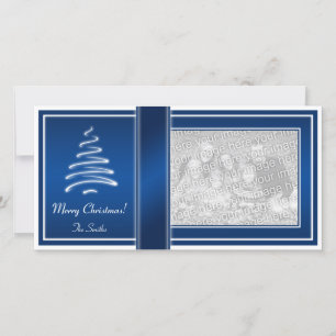 Arbre de Noël de remous dans le carte photo bleu