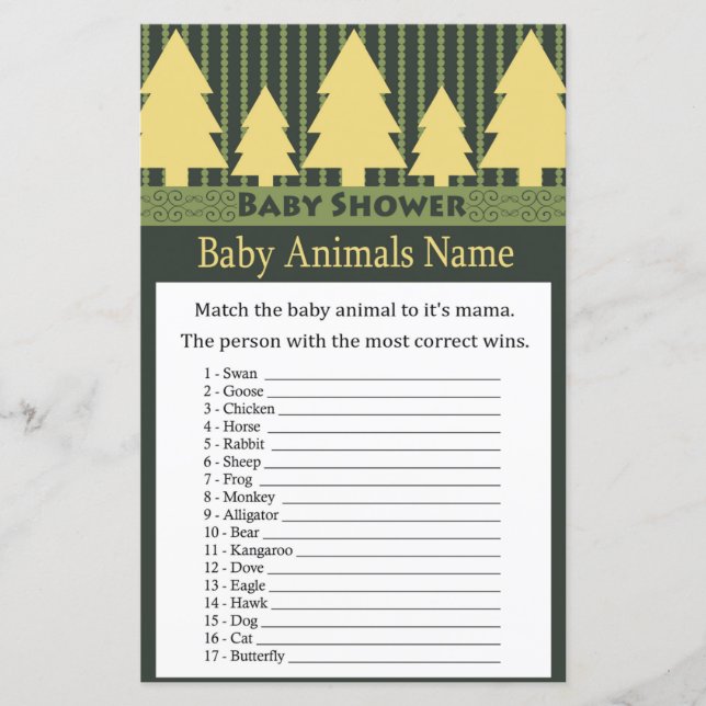 Arbre de Noël doré Bébé Animaux Nom Jeu (Devant)
