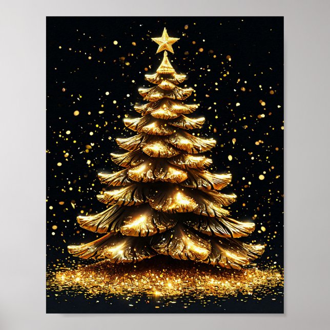 Arbre de Noël doré Élégante décoration murale de f (Devant)