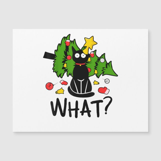 Arbre de Noël drôle de chat noir Noël joyeux Santa (Devant)