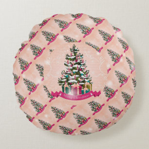 Arbre de Noël Élégant cadeau Coussin ronde