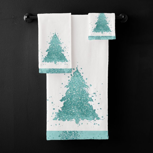 Arbre de Noël élégant | Luxe Aqua Mint Splatter (Créateur téléchargé)