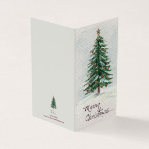 Arbre de Noël en aquarelle de style ancien à Snow