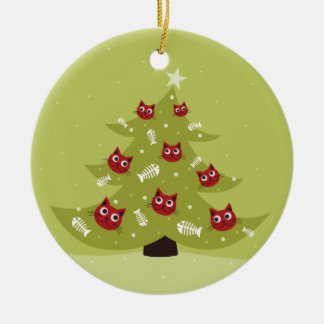 Arbre De Noël En Chat Avec Ornements De Poisson