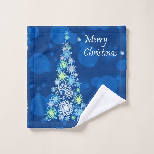 Arbre de Noël en flocons de neige. (Gant de toilette)