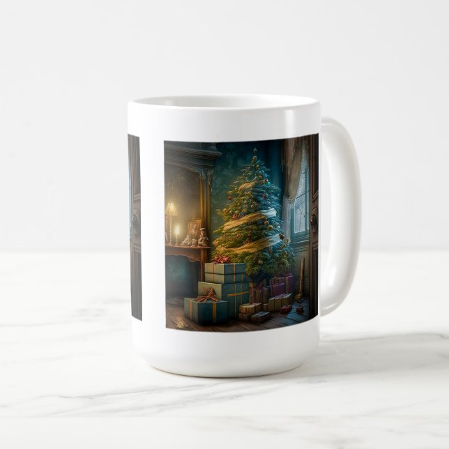 Arbre de Noël en intérieur Mug classique, 15 oz (Devant droit)