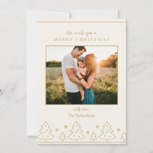 Arbre de Noël en or beige Deux photos Carte de vac