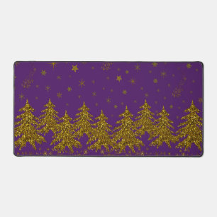 Arbre de Noël en or brillant, étoiles, neige sur v