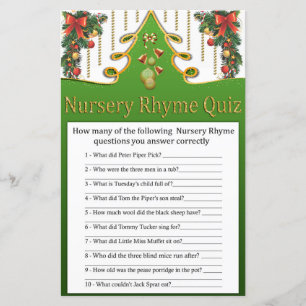 Arbre de Noël en or Quiz de comptine pour baby sho