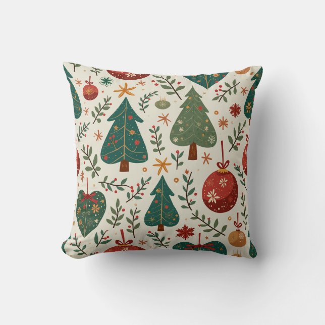 Arbre de Noël et coussin motif ornement (Recto)