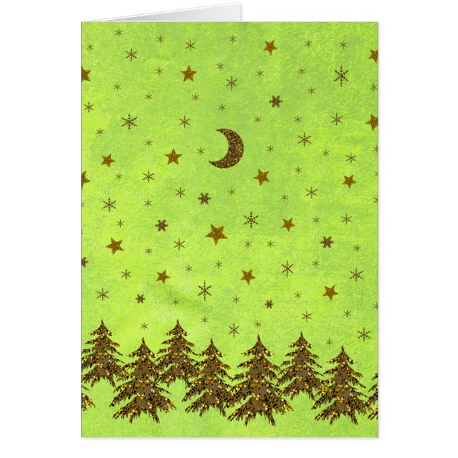 Arbre de Noël étincelant, étoiles sur papier abstr (Devant)