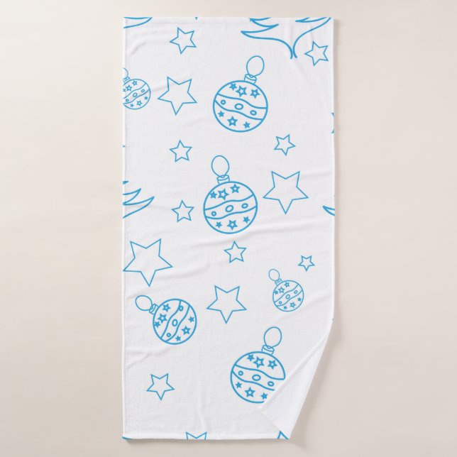 Arbre de Noël, étoiles et boules - simple sans sou (Serviette de bain)