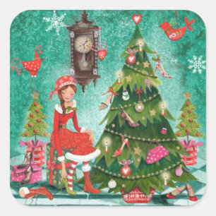 Arbre de Noël féminin Autocollant