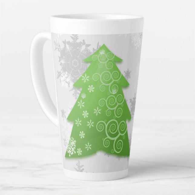 Arbre de Noël Festif Vert Latte Mug (Angle gauche)
