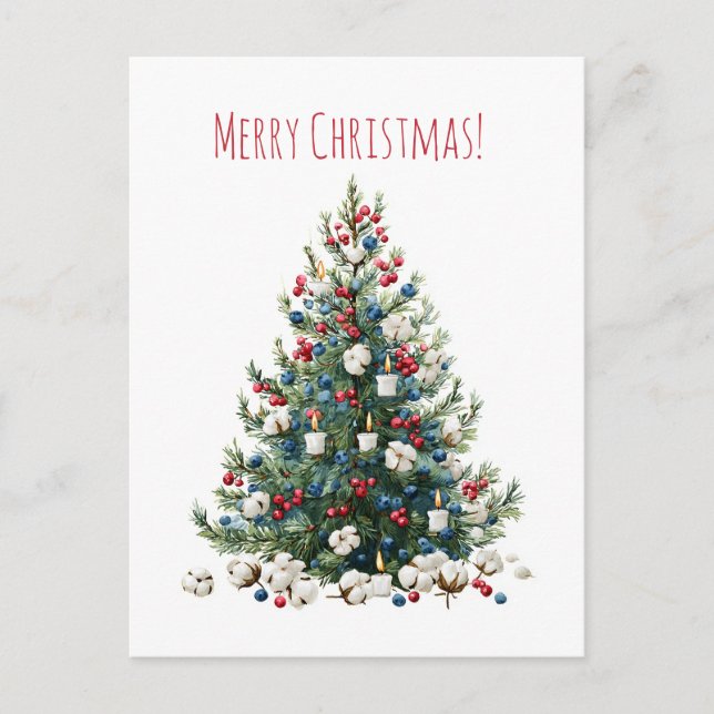 Arbre de Noël fête de Noël aquarelle, Carte de vœu (Devant)