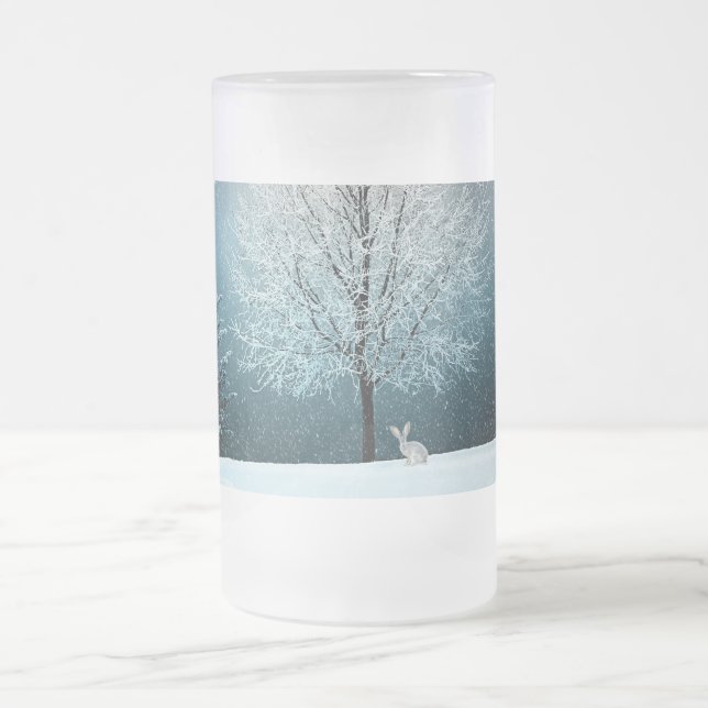 Arbre de Noël Frosted 16 oz de verre givré Mug (Centre)