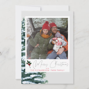 Arbre de Noël, houx et photo instantanée - Carte g
