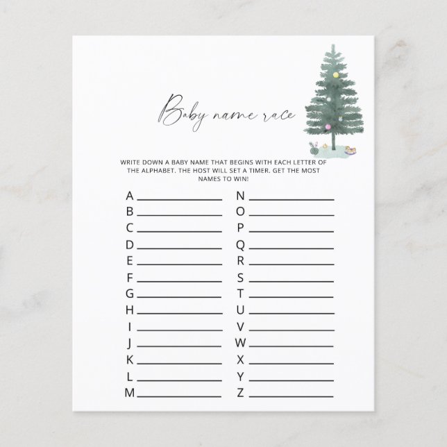 Arbre de Noël - Jeu de course de nom de bébé (Devant)
