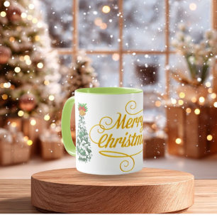Arbre de Noël joyeux aquarelle mug personnalisé