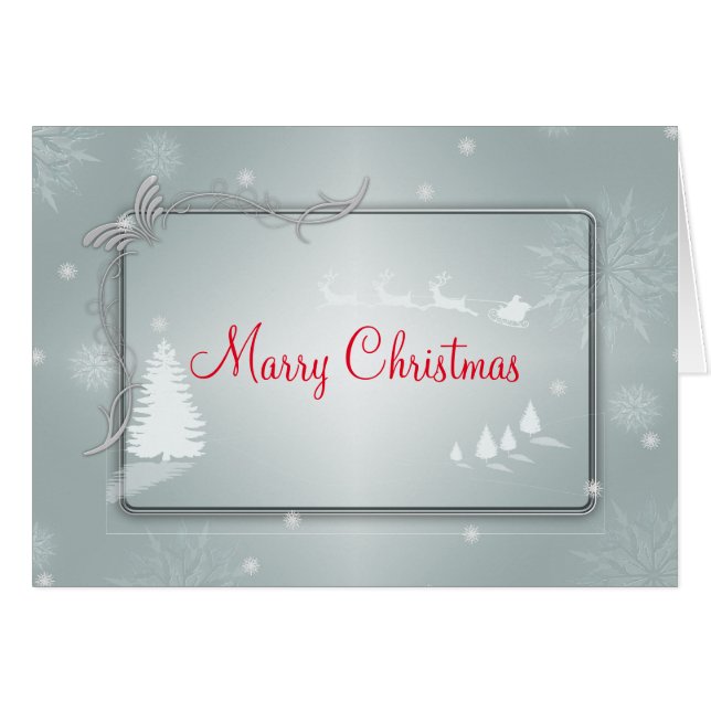 Arbre de Noël Joyeux Argent Argent avec Raideur (Devant horizontal)