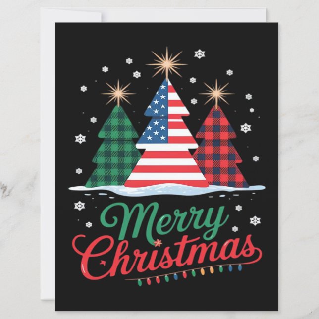 Arbre de Noël Joyeux Drapeau États-Unis Santa Esse (Devant)