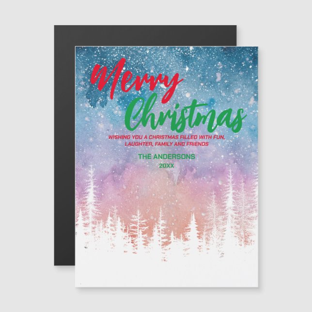 Arbre de Noël Joyeux Nuit forêt de script rouge ve (Devant / Derrière)