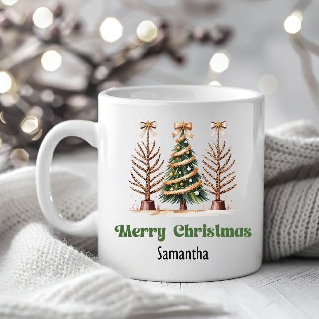 Arbre de Noël Léopard Moderne Mug Personnalisé (Modern Leopard Christmas Trees Personalized Mug)