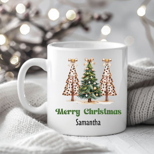 Arbre de Noël léopard tendance Mug personnalisé