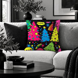 Arbre de Noël ludique Pop Art Coussin décoratif A