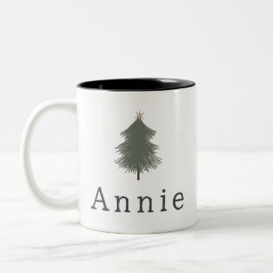 Arbre de Noël moderne Boho avec nom café Mug