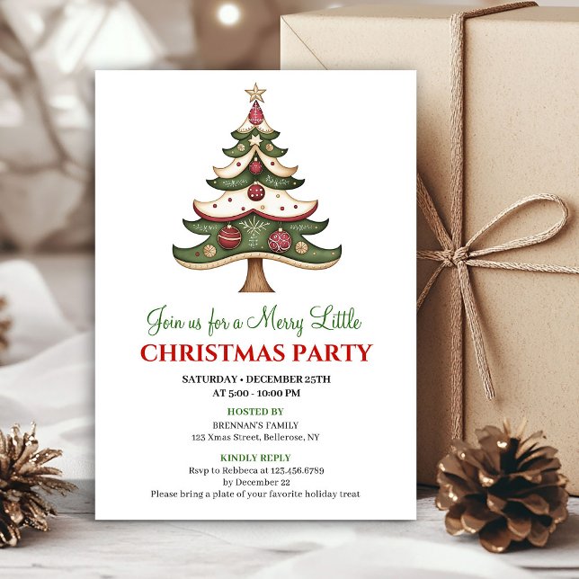 Arbre de Noël moderne et fantaisiste, invitation p (Modern whimsical Christmas tree Christmas invite)