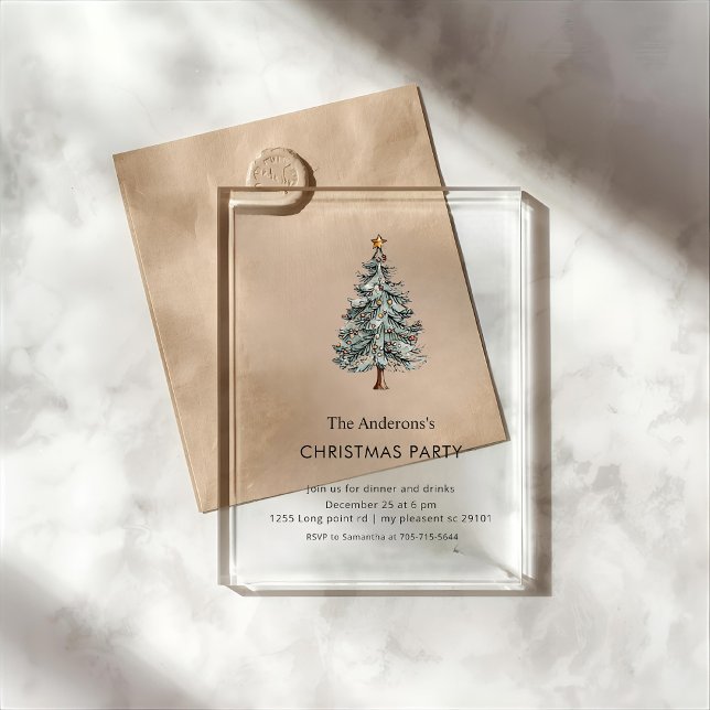 Arbre de Noël Moderne Invitation de Fête en Acryli (Créateur téléchargé)